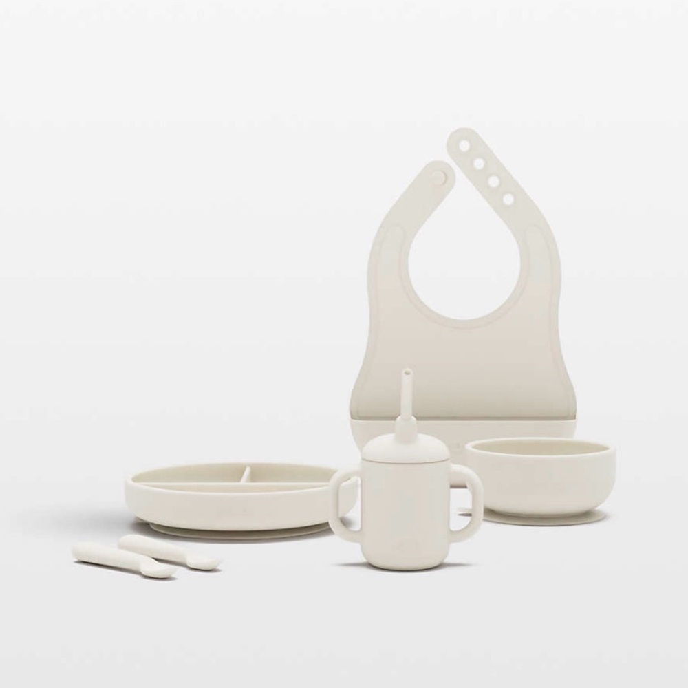Lalo Neutral Silicone Baby Feeding Set with Bib and Sippy Cup
